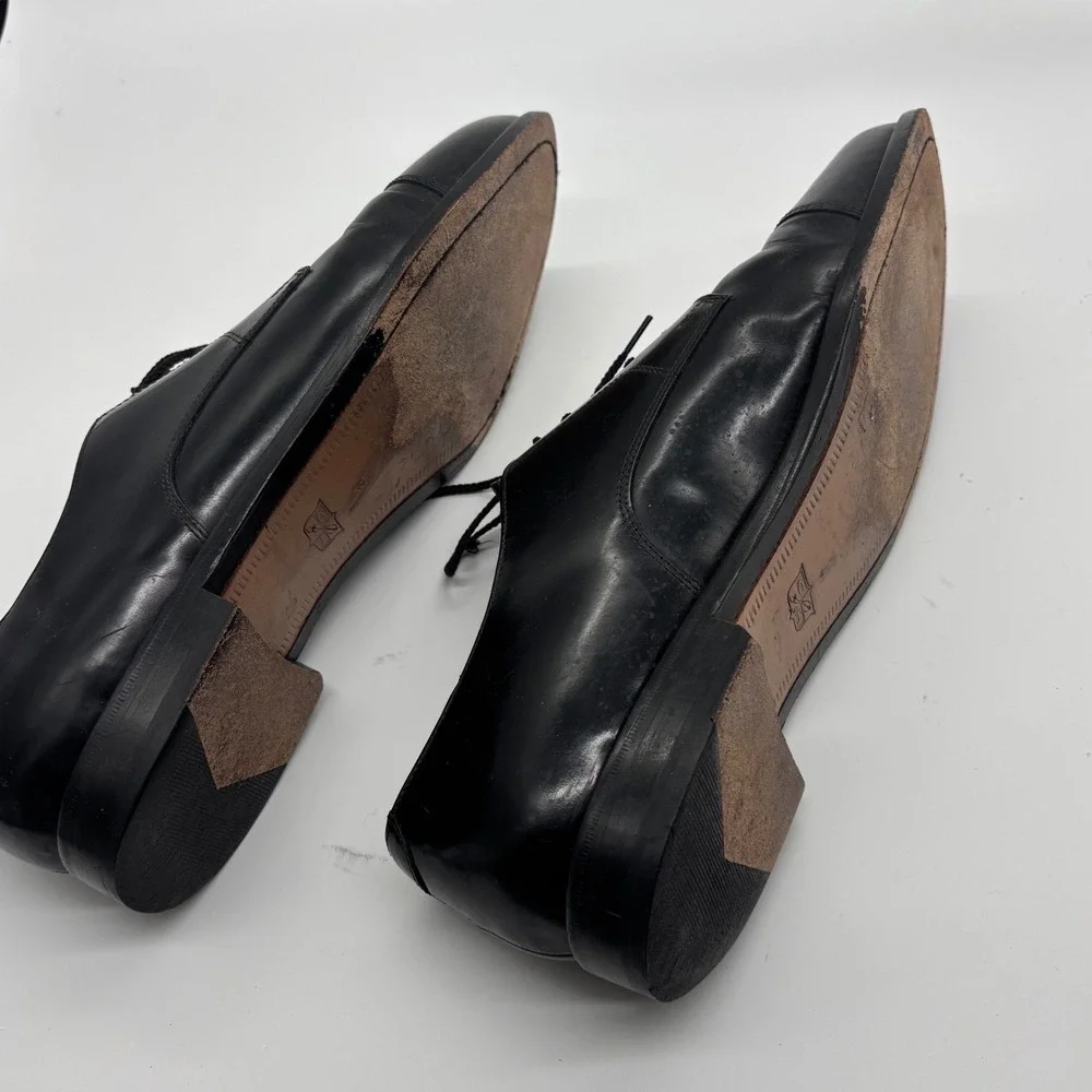 Cole Haan Mens Black Leather Cap Toe Derby Dress Shoes 13 D